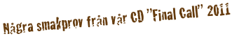 Några smakprov från vår CD ”Final Call” 2011